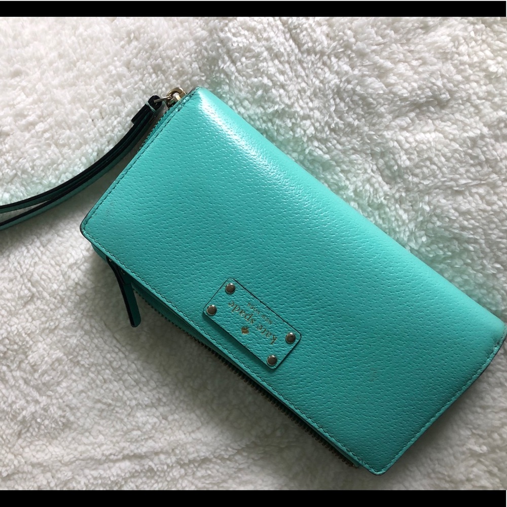 Turquoise blue Kate Spade wallet wristlet